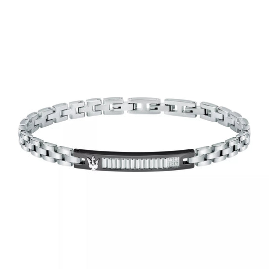 Maserati - Bracelet Diamonds Acier Argent et Noir