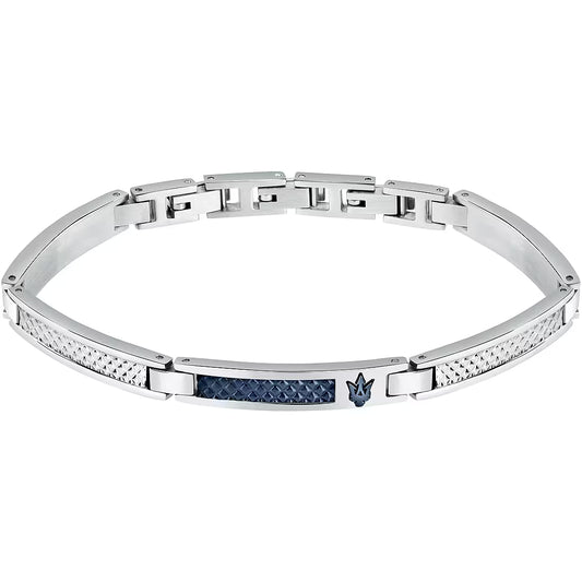 Maserati - Bracelet Iconic Acier Gris Détail Bleu
