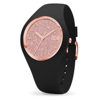 Ice Watch Montre Silicone Noire & Paillettes Roses Small_Pixies