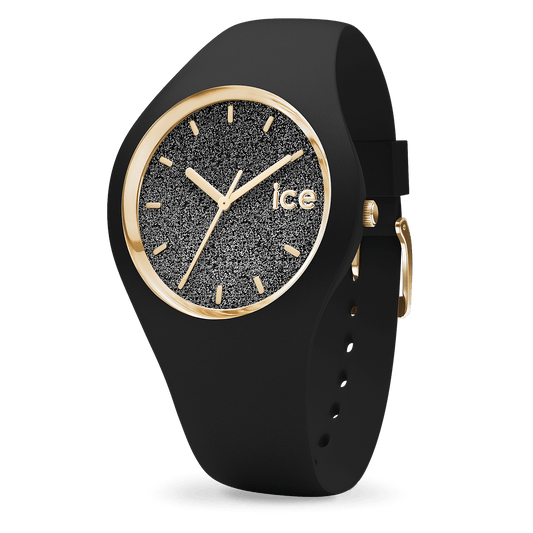 Ice Watch Montre Silicone Noir Paillettes Dorées Small_Pixies