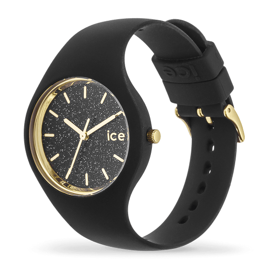 Ice Watch Montre Silicone Noir Paillettes Dorées Small_Pixies