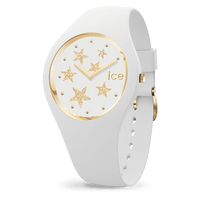 Ice Watch Montre Silicone Blanc Étoiles Dorées Small_Pixies