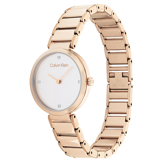 Calvin Klein Montre Timeless Rose Dorée & Cristaux_Pixies