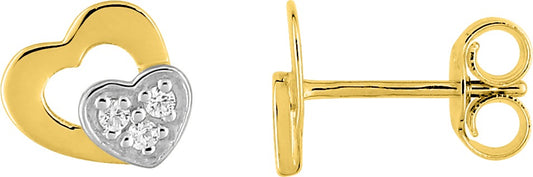 Pixies Boucles d'Oreilles Double Coeur Or Jaune_Pixies