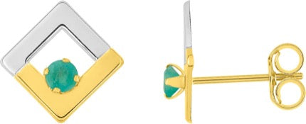 Pixies Boucles d'Oreilles Carrées Émeraude_Pixies