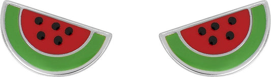 Boucles d'Oreilles Pastèques Laquées Argent 925_Pixies