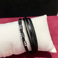 Bracelet Homme en Cuire et en Acier "Tressés Noirs"