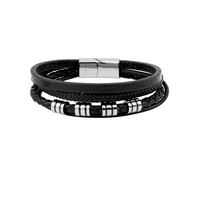 Bracelet Homme en Cuire et en Acier "Tressés Noirs"