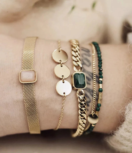 Bracelet Apache Malachite Acier Doré_Zag bijoux