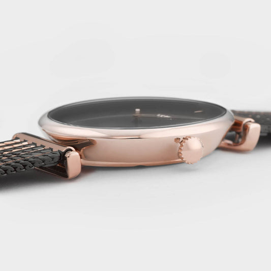 Cluse Montre La Triomphe Mesh Bicolore Noire Rose Gold_Pixies