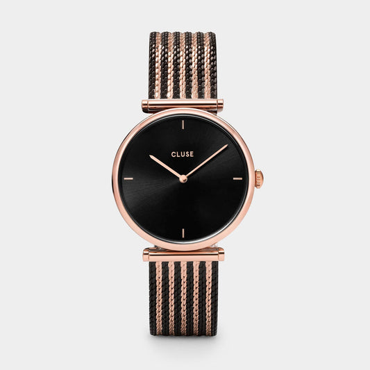 Cluse Montre La Triomphe Mesh Bicolore Noire Rose Gold_Pixies
