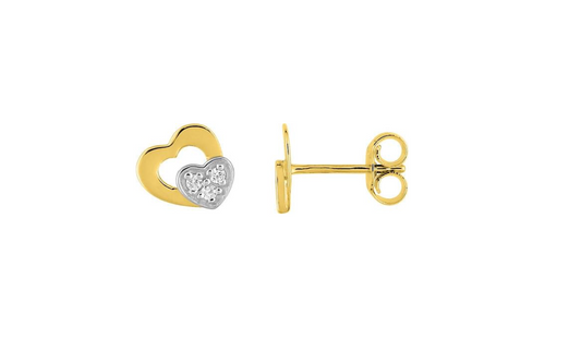 Pixies Boucles d'Oreilles Double Coeur Or Jaune_Pixies