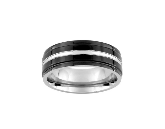 Pixies Bague Bicolore Acier Argenté & Noir_Pixies