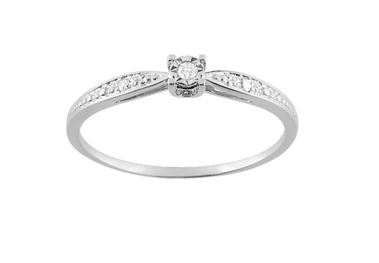 Pixies Bague de Fiançailles Solitaire Or Blanc Diamants_Pixies