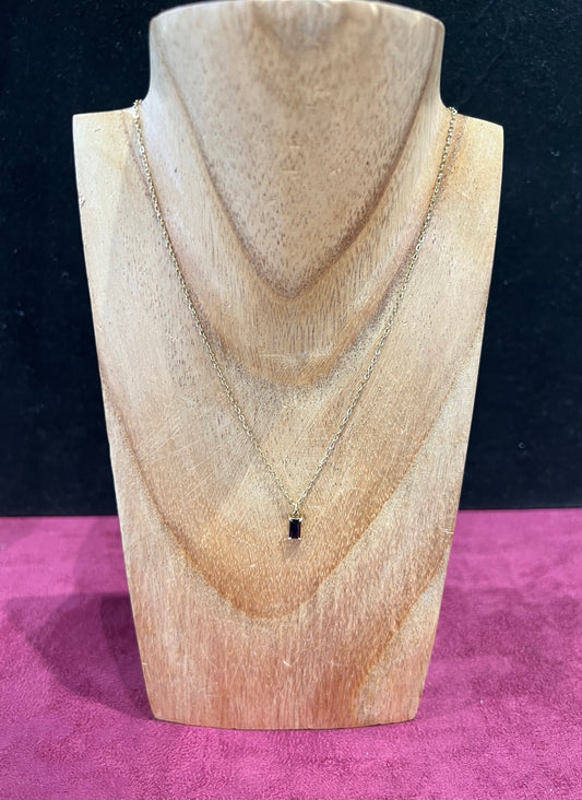 Collier Femme Acier Inoxydable "Pierre Zircon Noir"