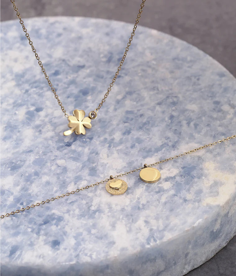 Zag Bijoux - Gold Steel Clover Clover Necklace