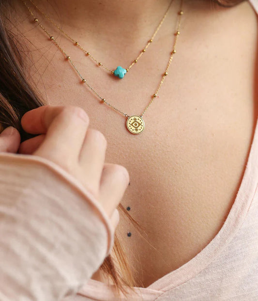 Zag Bijoux Collier Velasquez Amazonite Acier Doré_Pixies