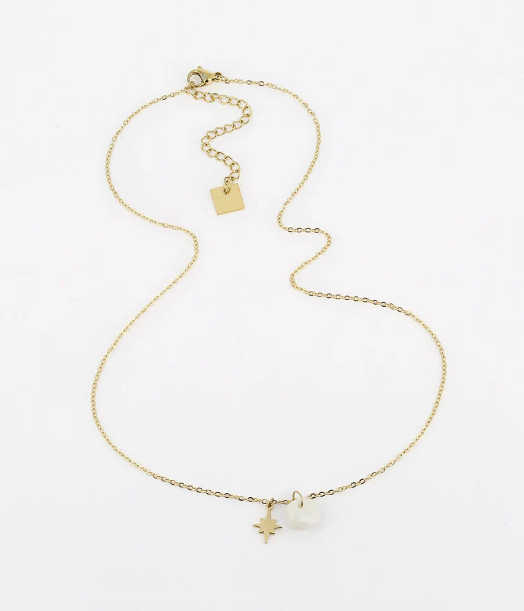 Zag Bijoux Collier Manuréva Agate Blanche Acier Doré_Pixies