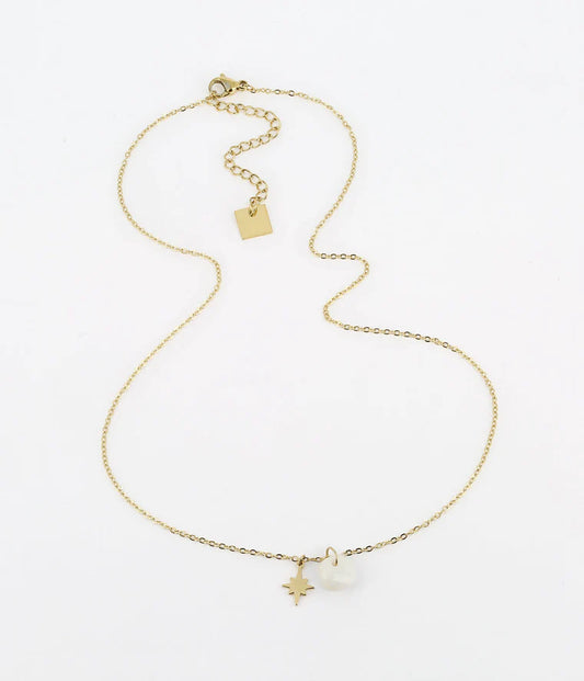 Zag Bijoux Collier Manuréva Agate Blanche Acier Doré_Pixies