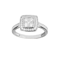 Pixies - Bague "Carrée Cristaux" Femme Argent