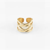 Bague Zag Sirius Large Tresse Acier Doré_PIXIES BIJOUX