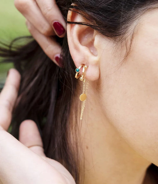 Boucles d'Oreilles Demi Malachite Zag_PIXIES BIJOUX