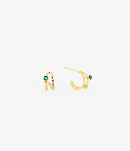 Boucles d'Oreilles Demi Malachite Zag_PIXIES BIJOUX