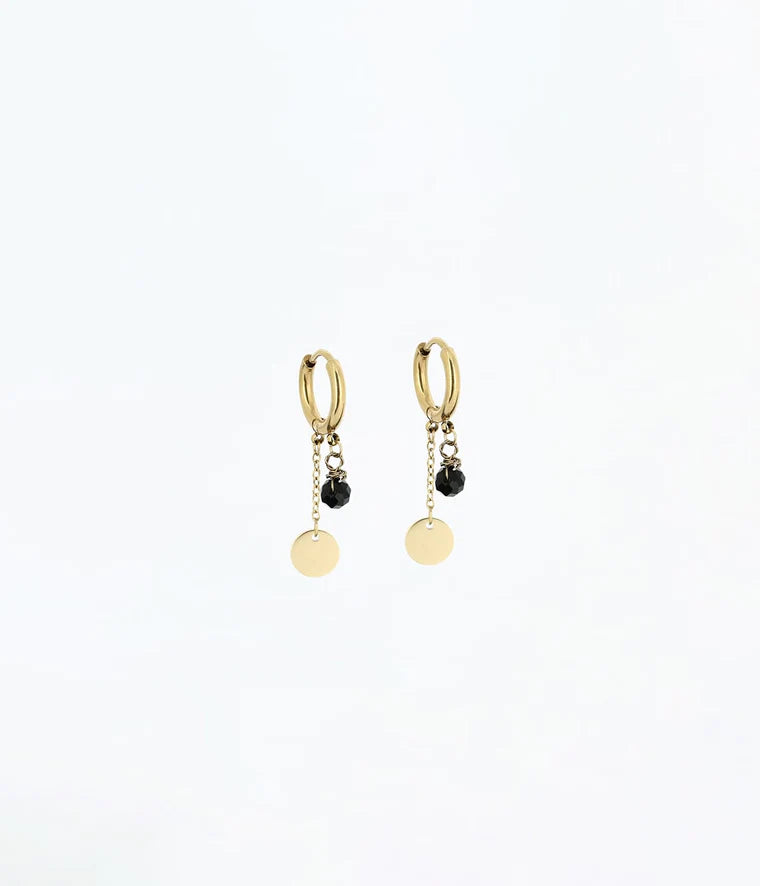 Boucles d'Oreilles Josephine Acier Onyx Noir_PIXIES BIJOUX