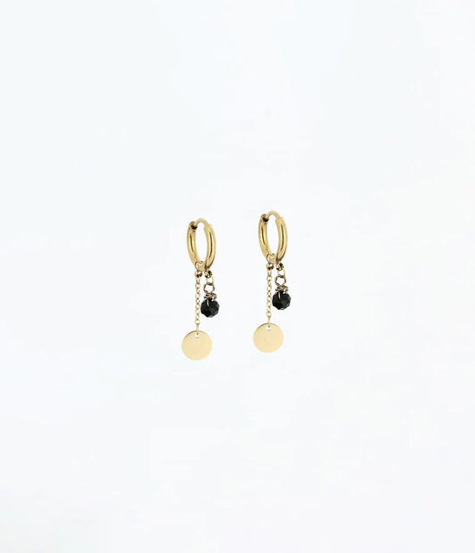 Boucles d'Oreilles Josephine Acier Onyx Noir_PIXIES BIJOUX