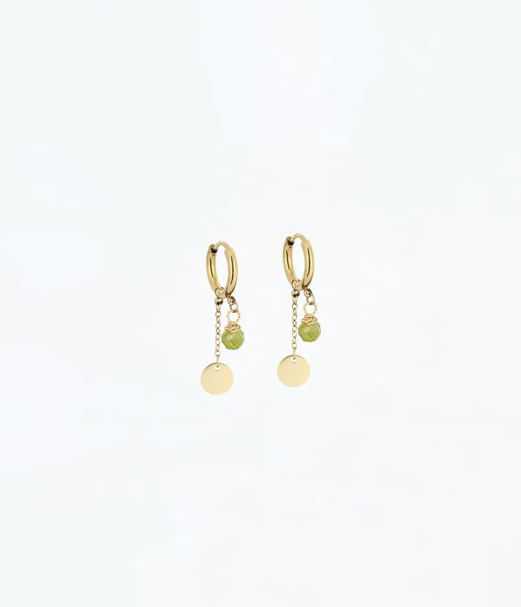 Boucles d'Oreilles Zag Joséphine Acier Péridot_PIXIES BIJOUX