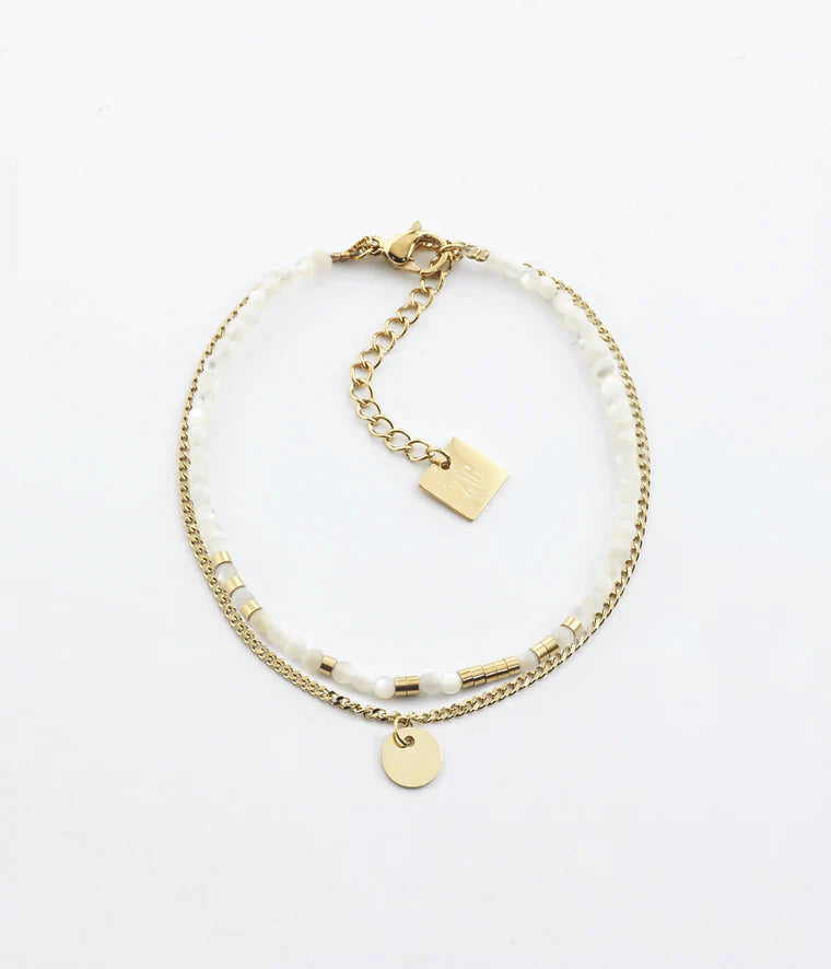 Bracelet Apache Nacre Acier Doré_pixies bijoux