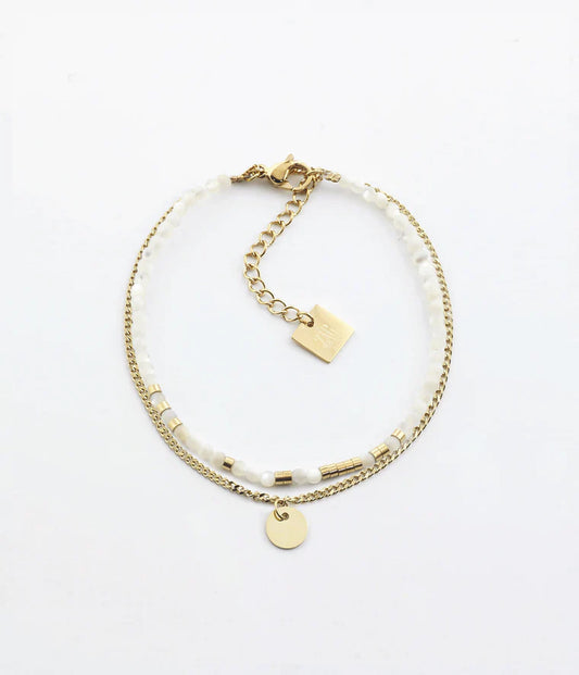 Bracelet Apache Nacre Acier Doré_pixies bijoux