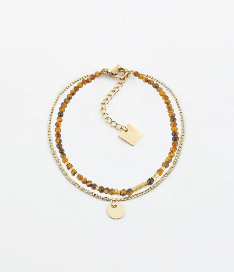 Bracelet Apache Oeil de Tigre Acier Doré_pixies bijoux