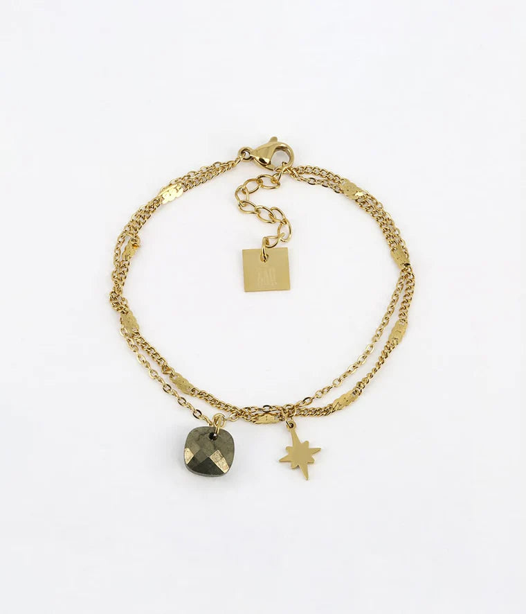 Bracelet Manuréva Pyrite Acier Doré_pixies bijoux