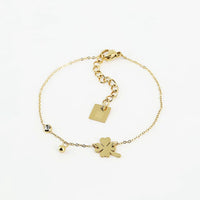 Bracelet Trèfle & Zirconium Acier Doré_pixies bijoux