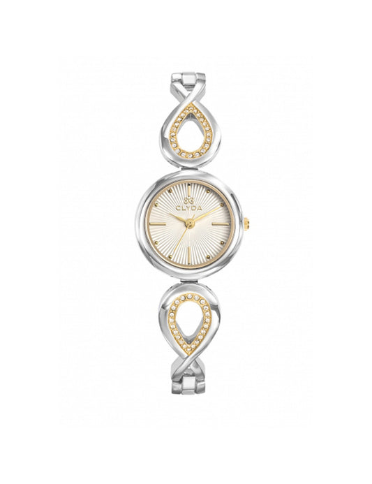 Clyda Montre Bicolore Acier Argent Cadran Blanc_Pixies