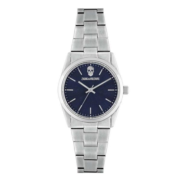 Zadig & Voltaire Montre Bleue & Acier Tête De Mort_Pixies