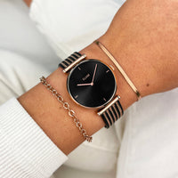 Cluse Montre La Triomphe Mesh Bicolore Noire Rose Gold_Pixies
