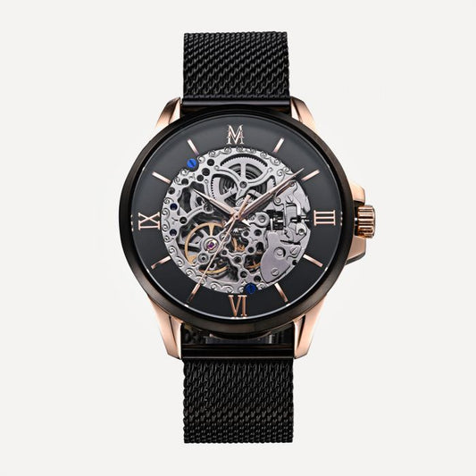 Montignac Montre Automatique Maille Milanaise Noir & Bronze_Pixies