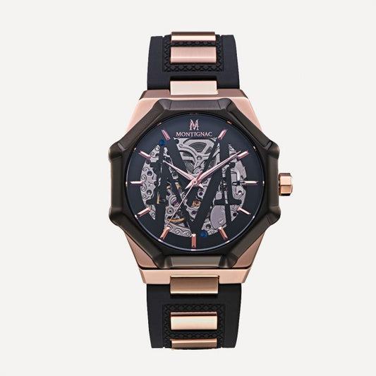 Montignac Montre Automatique Silicone Noir & Bronze_Pixies