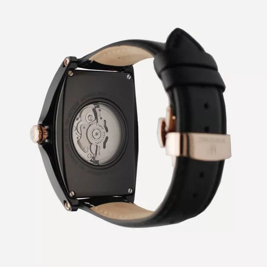 Montignac Montre Tonneau Cuir Noire & Gold_Pixies