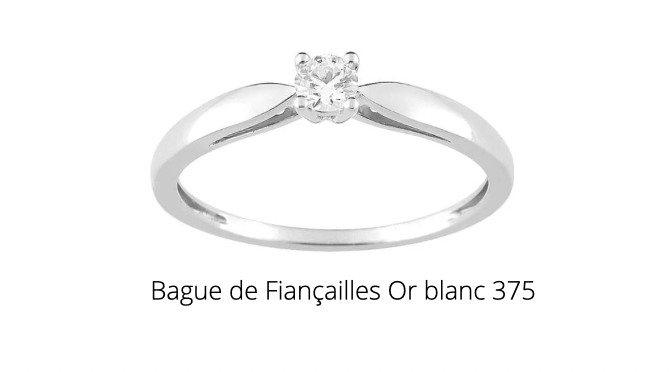 Bague de fiançailles or blanc 375 solitaire Pixies Bijoux