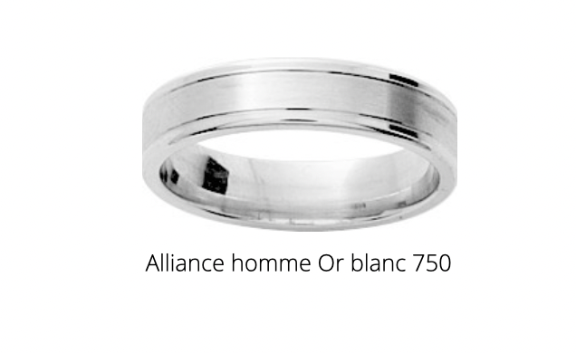 Alliance homme or blanc 750