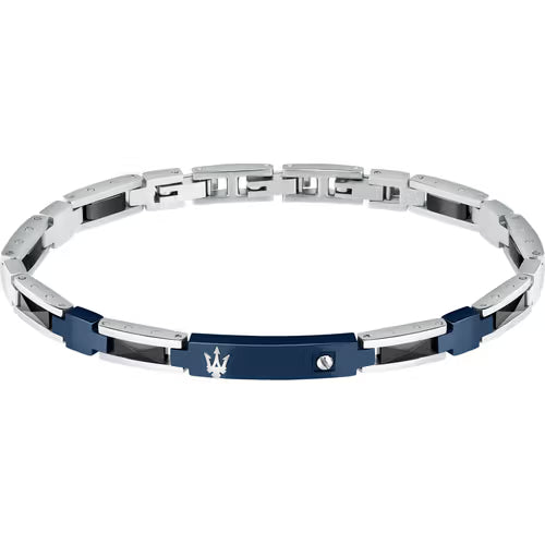 Maserati - Bracelet Acier Argent et Bleu