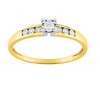 Bague de Fiançailles Pixies Femme Or Jaune Diamant Solitaire