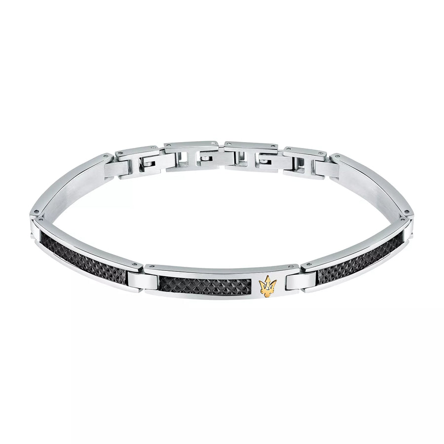 Bracelet Iconic Acier Noir et Gris Logo Doré