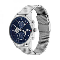 Tommy Hilfiger - Montre Weston Homme Argentée et Cadran Bleu