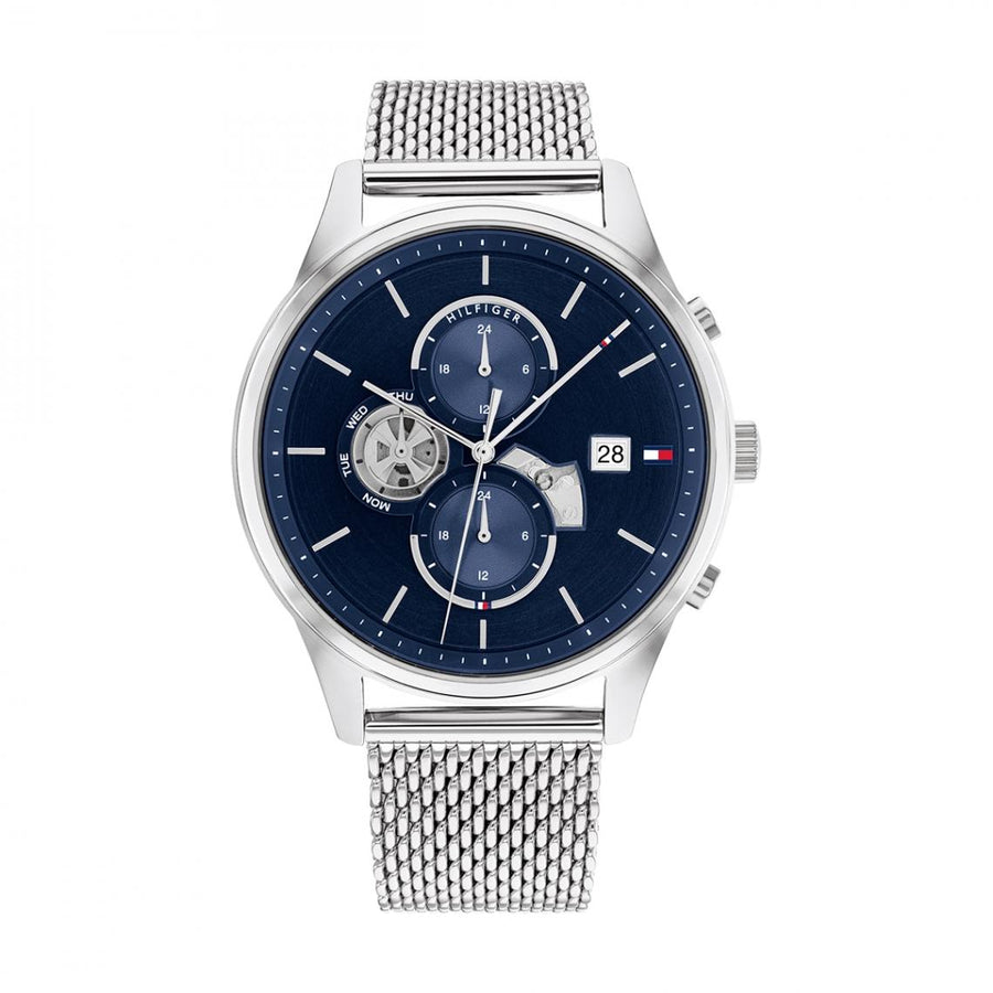 Tommy Hilfiger - Montre Weston Homme Argentée et Cadran Bleu