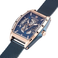 Montignac - Montre Tonneau Automatique Acier Bleu