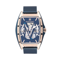 Montignac - Montre Tonneau Automatique Acier Bleu